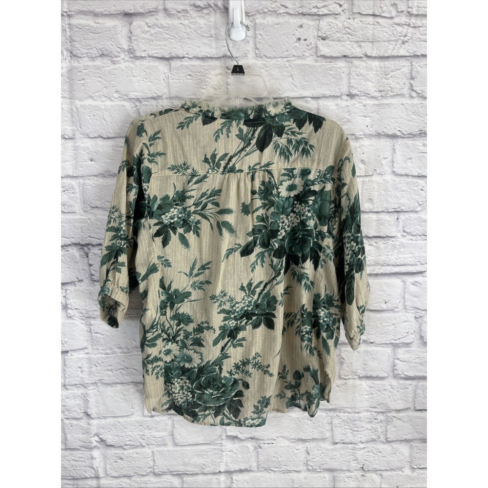 Denim & Supply Ralph Lauren Boho Peasant Lightweight Floral Ruffle Tie Top Med - Picture 7 of 9